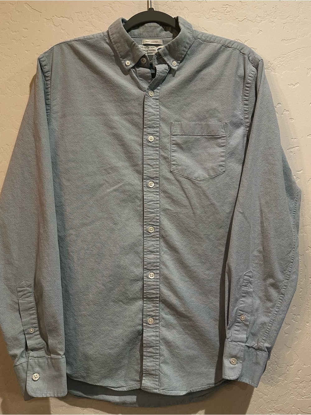 Old Navy Blue Stretch Oxford Button Down Shirt Slim Fit Medium
